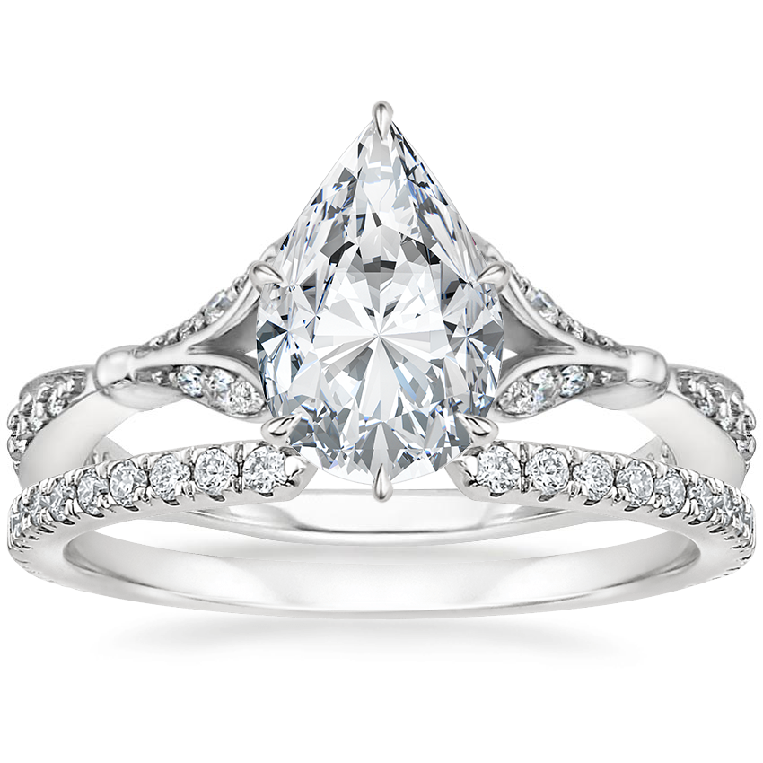 18K White Gold Zinnia Diamond Ring 1 3 ct. tw. with Luxe Sia Diamond Open Ring 1 5 ct. tw